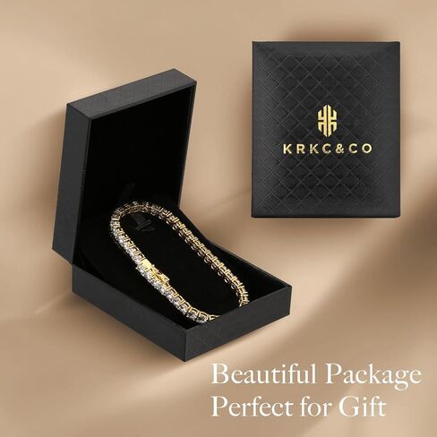 سوار تنس KRKC&CO 3/4 مم، ذهب عيار 14 قيراط/ذهب أبيض مثلج، أحجار زركونيا مكعبة 5A، مجوهرات الهيب هوب الحضرية للنساء والرجال in Kuwait