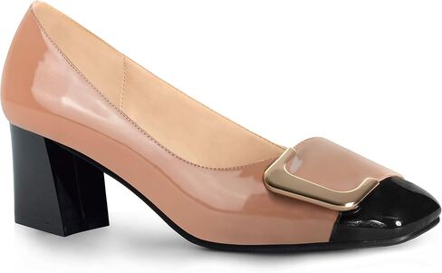 ANN CREEK Women's Pumps Shoes for Women Dressy Low Heel Rush Hour Office Shoes Two Tone Womens Pumps Square Toe 2.4 Inch Chunky Heel Slip On in Saudi Arabia