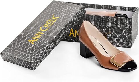 ANN CREEK Women's Pumps Shoes for Women Dressy Low Heel Rush Hour Office Shoes Two Tone Womens Pumps Square Toe 2.4 Inch Chunky Heel Slip On in Saudi Arabia