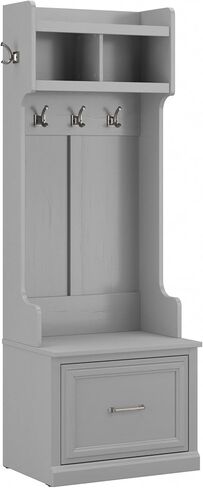 kathy ireland Home by Bush WDL007CG Woodland 69-Inch Coat Rack and Small Shoe Bench with Drawer and 2 Shelves, Cape Cod Gray in Saudi Arabia