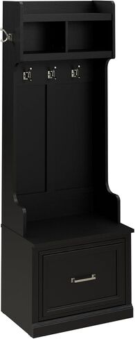 kathy ireland Home by Bush WDL007CG Woodland 69-Inch Coat Rack and Small Shoe Bench with Drawer and 2 Shelves, Cape Cod Gray in Saudi Arabia