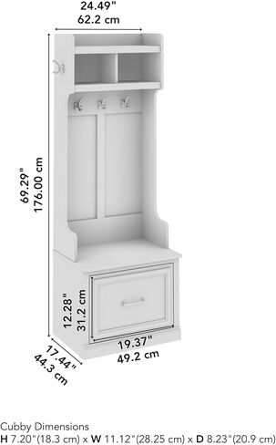 kathy ireland Home by Bush WDL007CG Woodland 69-Inch Coat Rack and Small Shoe Bench with Drawer and 2 Shelves, Cape Cod Gray in Saudi Arabia
