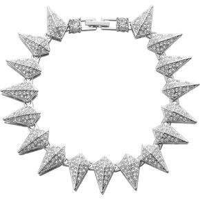 XU-SHITONG Crystal geometric chain bracelet, suitable for both men and women, length of 7.5 inches, featuring water diamond triangular design. in Saudi Arabia