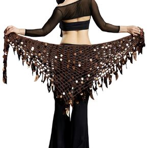 KWNMNDD Women Belly Dance Hip Scarf Sequins Mesh Triangle Wrap Skirt Waist Chain in Saudi Arabia