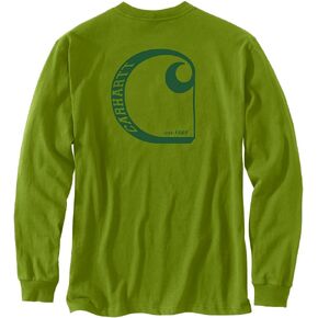 Carhartt Men's 106363 Relaxed Fit Heavyweight Long-Sleeve Pocket C Graphic T-Sh - Medium Regular - Dill in Kuwait