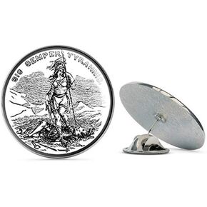 NYC Jewellers Round Sic Semper Tyrannis (va Virginia Patriot Tea) معدن 0.75 بوصة قبعة طية صدر السترة دبوس ربطة عنق Pinback in Saudi Arabia