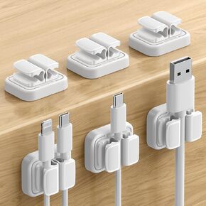 8pack Cord Organizer [1S Lock] مقاطع إدارة الكابلات الربيعة - حامل الحبل المكتبي Lamicall ، مقطع كابل دائري لطيف ، حارس منظم سلك الشاحن للهاتف لملحقات المكتب منضدة السيارة ، أبيض in Kuwait