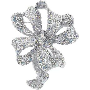 Elegant Crystal Bow Brooch Pin for Women Vintage Sparkly Rhinestones Bowknot Brooches Beautiful Lapel Pins Dress Suit Shirt Ceremony Badge Clothing Accessories Simple Wedding Party Jewelry in Kuwait