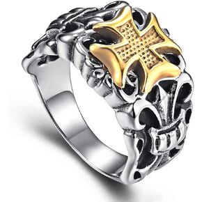 Phuc Minh Cross Anchor Ring for Men - Unique Hip-Hop Punk Style, Classic Design Finger Ring, Adjustable Size in Saudi Arabia