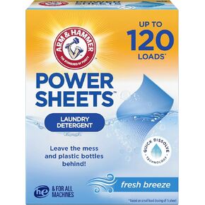 Arm & Hammer Power Sheets Laundry Detergent, Fragrance Free 50ct, 50 loads​ in Kuwait