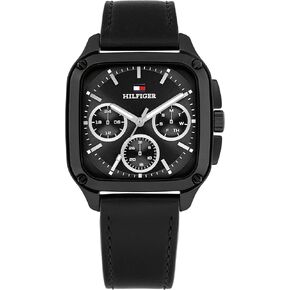 Tommy Hilfiger Men's Multifunction Quartz Watch – 37x39mm Tank Case, Calfskin Strap, Sport-Inspired Design - Gift for Him in Kuwait