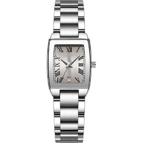 GOODLIYA Elegant Retro Womens Watch Square Dial Roman Numerals Stainless Steel Band 30M Waterproof Quartz Watch in Saudi Arabia