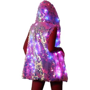 chivalrous Womens Girls Unisex 15 Color LED Lights Sparkle Sequin Vest Fancy Dress for Party Halloween Performence Costume in Saudi Arabia