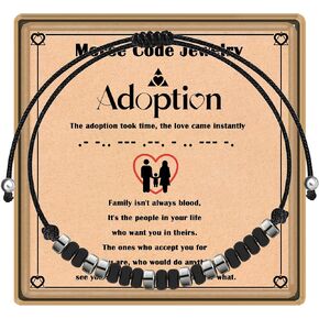 Yvesmillauly Bracelets Adoption Gifts for Adoptive Parents, Adoption Morse Code Bracelet for Mom, Adoption Day Gifts, Adoptive Mom Jewelry in Saudi Arabia
