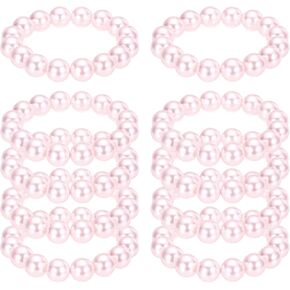 PATIKIL 10 Pcs White Pearl Bracelets for Women, 12mm Stackable Faux Pearl Beads Stretch Bracelet for Lady Bridal Bridesmaid Wedding Party Gifts, Pink in Kuwait