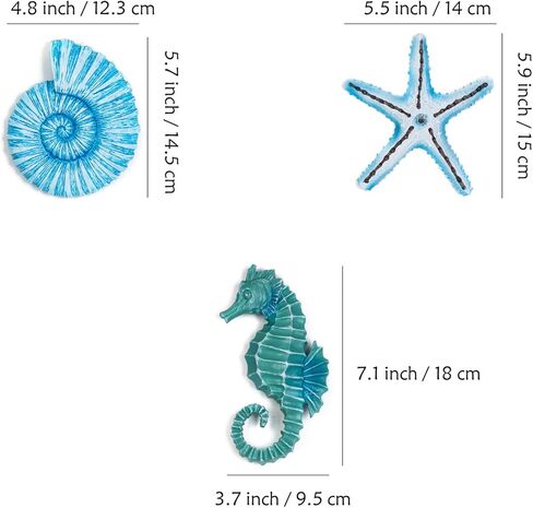 AIM & GGKK 3D Art Ocean Beach Wall Decor Coastal Decorations Sets with Starfish, Seahorse,Conch for Bedroom Bathroom Livingroom Beach House in Saudi Arabia