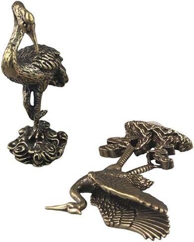 Crane Figurines Copperware Desk Ornament Cultural Toys Red-Crowned Crane Sculpture Creative Handcrafted Brass(2) in Saudi Arabia