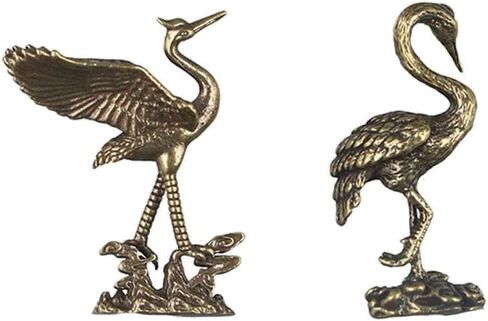 Crane Figurines Copperware Desk Ornament Cultural Toys Red-Crowned Crane Sculpture Creative Handcrafted Brass(2) in Saudi Arabia