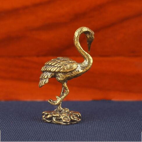 Crane Figurines Copperware Desk Ornament Cultural Toys Red-Crowned Crane Sculpture Creative Handcrafted Brass(2) in Saudi Arabia