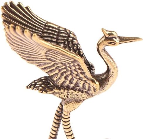 Crane Figurines Copperware Desk Ornament Cultural Toys Red-Crowned Crane Sculpture Creative Handcrafted Brass(2) in Saudi Arabia