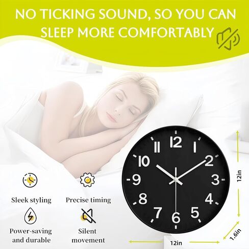 XGVIEGZ Wall Clocks Battery Operated, 12" Large Wall Clock for Living Room Bedroom Classroom Decor, Kitchen Clock, Modern Wall Clock, Non-Ticking Silent Clock (White) in Saudi Arabia