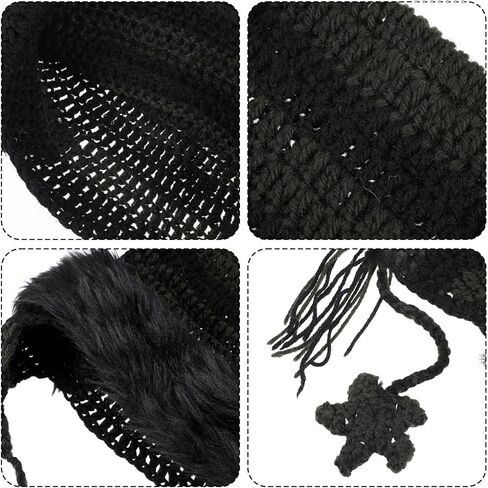 Y2k Cat Ear Beanie, Cute Hat with Harajuku Fashion, Grunge Cat Crochet Hats for Women Y2k Accessories, Christmas, Winter Black,Green in Saudi Arabia