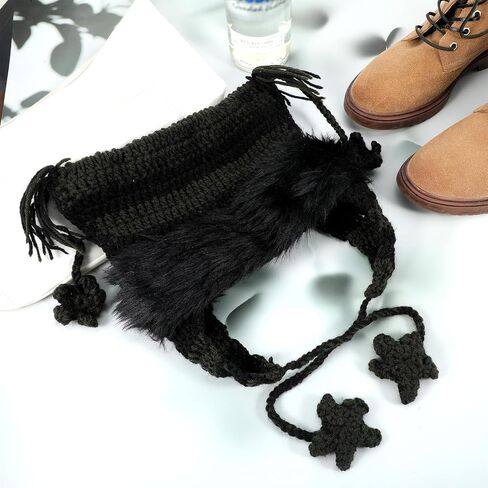 Y2k Cat Ear Beanie, Cute Hat with Harajuku Fashion, Grunge Cat Crochet Hats for Women Y2k Accessories, Christmas, Winter Black,Green in Saudi Arabia