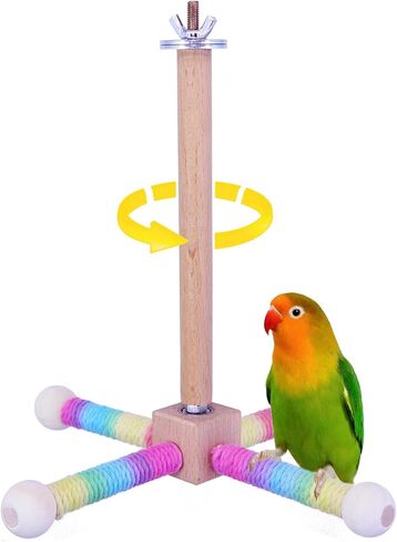 Bird Stand Perch, Portable Tabletop Bird Perch,Interactive Spin Training Bird Toys for Small Medium Parrots Parakeets Conures Lovebirds or Cockatiels in Kuwait