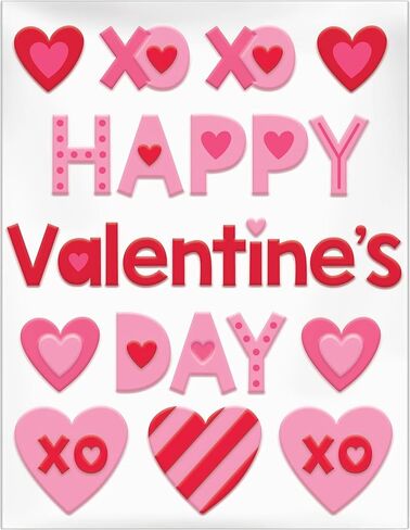 Valentine Gel Clings - 17.5" x 12" - Easy-to-Apply Red & Pink Gel Decorations, Perfect For Romantic Celebrations, Valentine's Day & Themed Parties - Pack Of 1 in Saudi Arabia