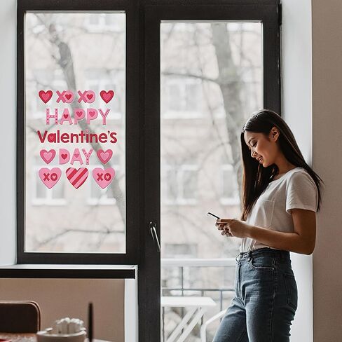 Valentine Gel Clings - 17.5" x 12" - Easy-to-Apply Red & Pink Gel Decorations, Perfect For Romantic Celebrations, Valentine's Day & Themed Parties - Pack Of 1 in Saudi Arabia