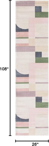 SAFAVIEH Orwell Collection Runner Rug - 2'2" x 9', Beige & Pink, Mid-Century Modern Design, Non-Shedding & Easy Care, Ideal for High Traffic Areas in Living Room, Bedroom (ORW301C) in Saudi Arabia