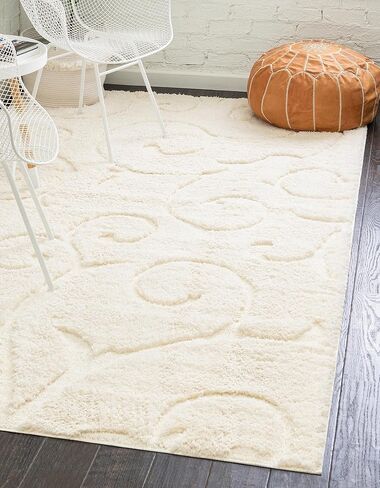 Rugs.com Botanical Shag Collection Rug – 6 Ft Runner Gray Shag Rug Perfect for Hallways, Entryways in Saudi Arabia
