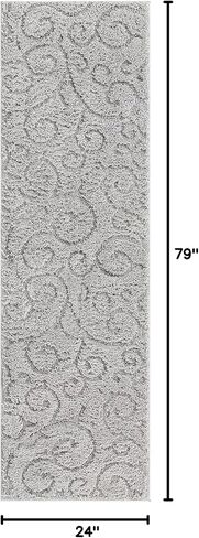 Rugs.com Botanical Shag Collection Rug – 6 Ft Runner Gray Shag Rug Perfect for Hallways, Entryways in Saudi Arabia