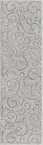 Rugs.com Botanical Shag Collection Rug – 6 Ft Runner Gray Shag Rug Perfect for Hallways, Entryways in Saudi Arabia