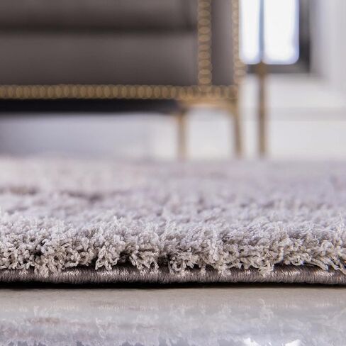 Rugs.com Botanical Shag Collection Rug – 6 Ft Runner Gray Shag Rug Perfect for Hallways, Entryways in Saudi Arabia