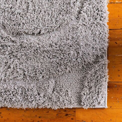 Rugs.com Botanical Shag Collection Rug – 6 Ft Runner Gray Shag Rug Perfect for Hallways, Entryways in Saudi Arabia