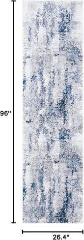 SAFAVIEH Amelia Collection Runner Rug - 2'2" x 8', Grey & Light Blue, Modern Abstract Design, Non-Shedding & Easy Care, Ideal for High Traffic Areas in Living Room, Bedroom (ALA777G) in Saudi Arabia