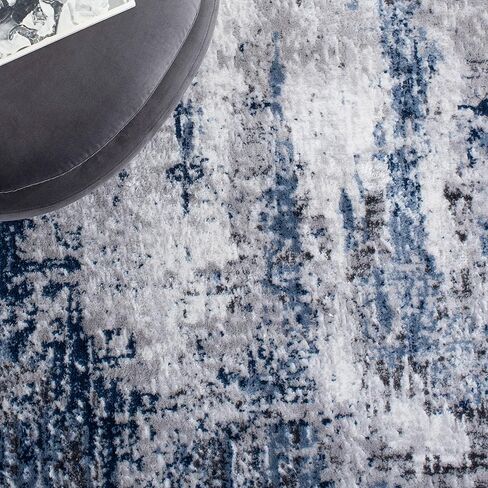 SAFAVIEH Amelia Collection Runner Rug - 2'2" x 8', Grey & Light Blue, Modern Abstract Design, Non-Shedding & Easy Care, Ideal for High Traffic Areas in Living Room, Bedroom (ALA777G) in Saudi Arabia