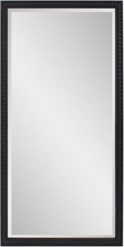 Howard Elliott Large Rectangular Beaded Dressing Vanity Mirror for Wall, Black Frame Full Length Hanging Wall Mirror with Beveled Glass for Living Room, Hallway, Bedroom & Entryway, 48 x 24 Inch in Saudi Arabia