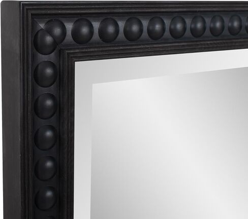 Howard Elliott Large Rectangular Beaded Dressing Vanity Mirror for Wall, Black Frame Full Length Hanging Wall Mirror with Beveled Glass for Living Room, Hallway, Bedroom & Entryway, 48 x 24 Inch in Saudi Arabia