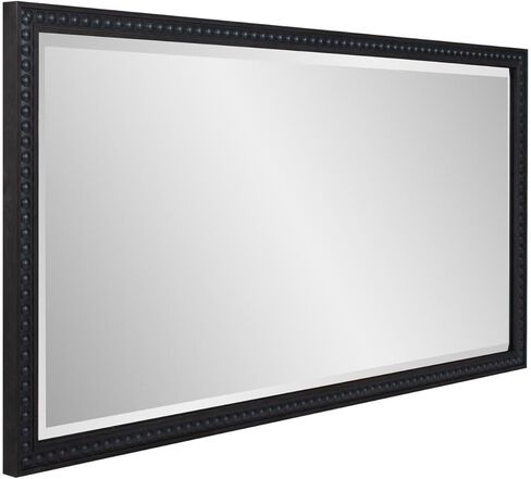 Howard Elliott Large Rectangular Beaded Dressing Vanity Mirror for Wall, Black Frame Full Length Hanging Wall Mirror with Beveled Glass for Living Room, Hallway, Bedroom & Entryway, 48 x 24 Inch in Saudi Arabia
