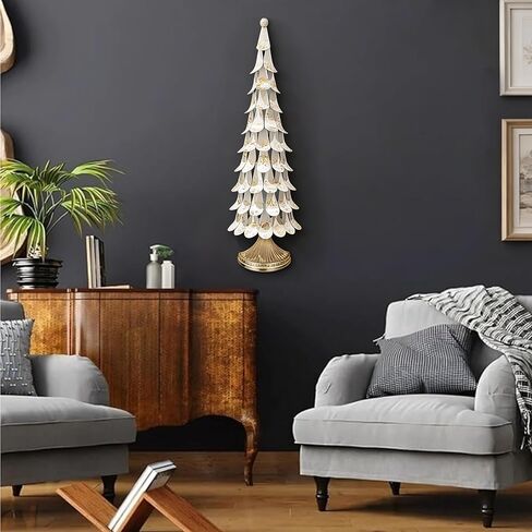 Large 3D Wall Art Ironwork Sculpture Art White Gold Gradient Abstract Tree Metal Wall Art Modern Personalized Wall Art Is Suitable For Wall Decor In Living room Bedrooms Kitchens Bathrooms Offices in Saudi Arabia