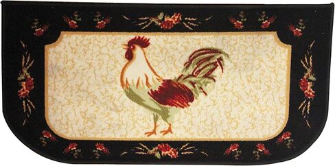 Kashi Home Kitchen Rug, Printed Area Rug, Durable Floor, Door Mat, Farmhouse Non-Slip Carpet Latex Backing Beautiful Design Rooster 3pc Set (2 18x30 D Shape & 1 20x40) in Saudi Arabia
