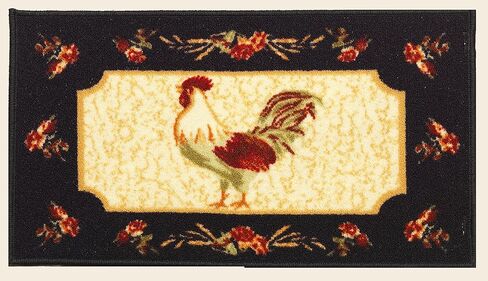 Kashi Home Kitchen Rug, Printed Area Rug, Durable Floor, Door Mat, Farmhouse Non-Slip Carpet Latex Backing Beautiful Design Rooster 3pc Set (2 18x30 D Shape & 1 20x40) in Saudi Arabia