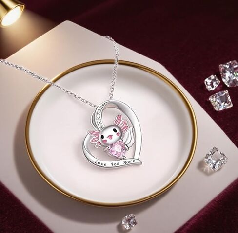 SUUDXH Cute Axolotl Bracelet Necklace for Women Pink Crystal Pendant Necklaces Axolotl Charm Bracelet Waterproof Stickes Christmas Birthday Graduation Jewelry Gifts in Saudi Arabia