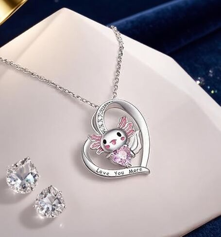SUUDXH Cute Axolotl Bracelet Necklace for Women Pink Crystal Pendant Necklaces Axolotl Charm Bracelet Waterproof Stickes Christmas Birthday Graduation Jewelry Gifts in Saudi Arabia