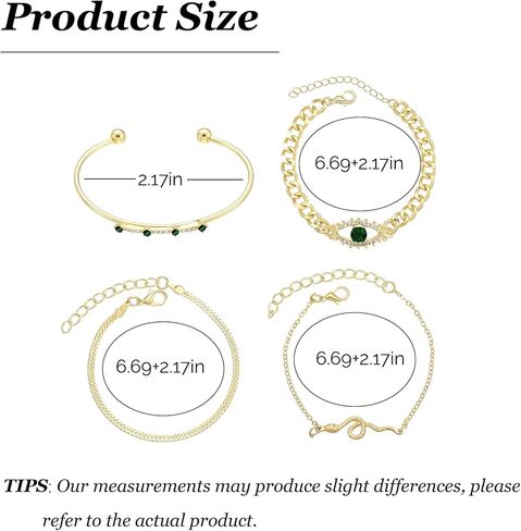 Green Snake Chain Bracelets Chunky Stackable Gold Bangles for Women Trendy in Saudi Arabia