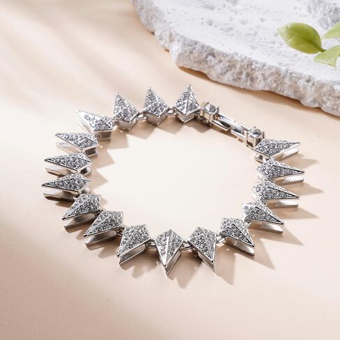 XU-SHITONG Crystal geometric chain bracelet, suitable for both men and women, length of 7.5 inches, featuring water diamond triangular design. in Saudi Arabia