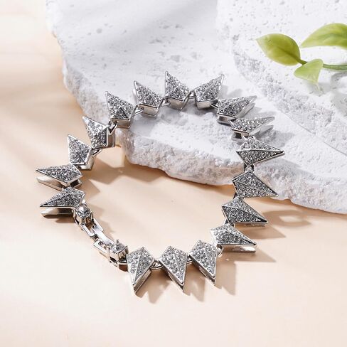 XU-SHITONG Crystal geometric chain bracelet, suitable for both men and women, length of 7.5 inches, featuring water diamond triangular design. in Saudi Arabia