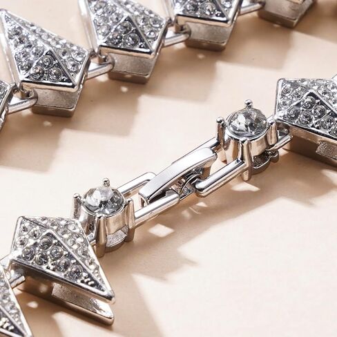 XU-SHITONG Crystal geometric chain bracelet, suitable for both men and women, length of 7.5 inches, featuring water diamond triangular design. in Saudi Arabia